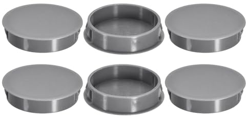 QUARKZMAN 6 Stück 45mm (1-3/4) Abdeckkappen für Bohrlöcher Nylon grau | Blindstopfen Abdeckstopfen runde Schnappverschluss Bohrungen für Bohrlöcher für Schränke Maschinen Möbel