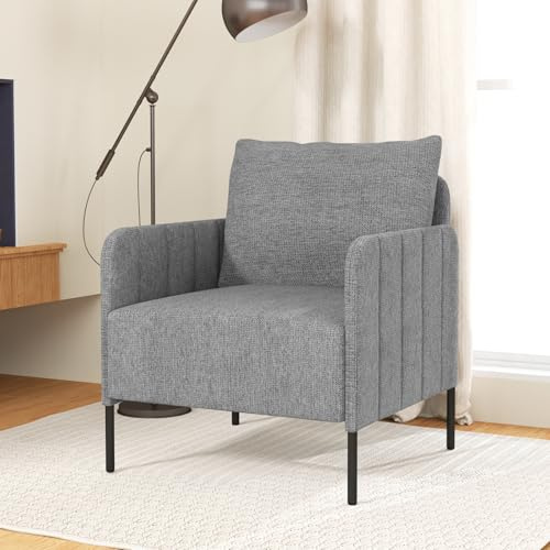 GIANTEX Sillón Tapizado Individual, Cojín con Funda Desmontable, 73 x 79 x 79 cm, Butaca con Reposabrazos y Respaldo, Carga hasta 150 kg, Sofá de Relax para Salón, Dormitorio, Oficina (Gris)