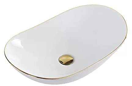 Lavandino Bagno Lavabo da appoggio ovale in ceramica da appoggio for bagno, lavabo da appoggio bianco con scarico pop-up, lavandini da bagno, lavabo in ceramica, lavabo da appoggio, vasche for lavabo