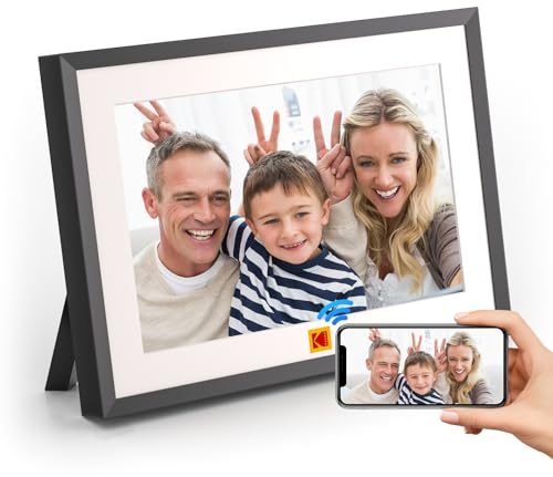KODAK Digital Photo Frame 10 inch WiFi, Digital Picture Frame with Rechargeable Battery, HD IPS Touch Screen Smart Cloud Photo Frame with 32GB (10 Inch Black-with Battery)