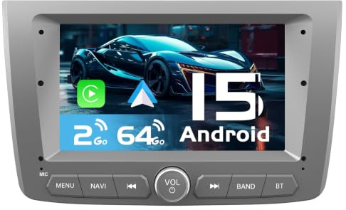 AWESAFE Autoradio Android 15 pour Alfa Romeo Mito (2008-2016) | 2Go+64Go | Écran Tactile HD 7 Pouces | CarPlay sans Fil & Android Auto | GPS WiFi Bluetooth | USB FM RDS | Commandes au Volant