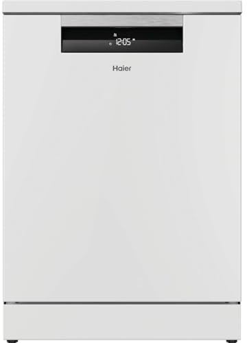 Haier XF 5C7M0W-80 Freestanding Dishwasher, 15 Place Settings, White, C Energy Rated, Quiet & Efficient Cleaning, Full Size Family Dishwasher with Adjustable Racks and Multiple Wash Programmes