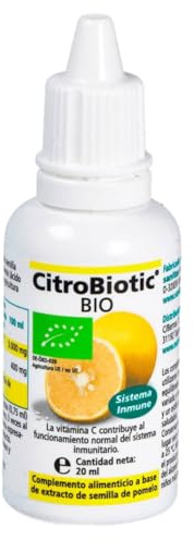 Citro Biotic BIO líquido 20 ml Sanitas | Extracto ecológico de semilla de pomelo en gotas con vitamina C y bioflavonoides | Complemento vegano para defensas e inmunidad