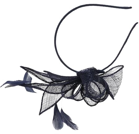 CAXUSD Dunkelblauer Fascinator Hut Damen aus Jute und Abs mit Haarklammer Vintage Stil Kopfschmuck für Hochzeit und Elegante Abendparty