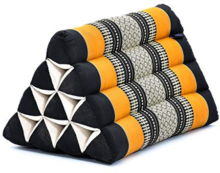 LEEWADEE Cuscino Triangolare Thai 50 x 33 x 33 cm - Sodo Kapok Supporto Schiena Lettura, Letto, Divano & Pavimento