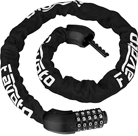 Favoto Lucchetto Bici Catena Bicicletta Antifurto a Combinazione a 5 Cifre Ripristinabile, Protezione Sicurezza per Biciclette Blocco Catena, Motociclette, Scooter, Cancelli, 94cm