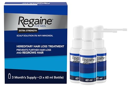 Regaine for Men 5% Minoxidil Extra Strength Scalp Solution for Hair Regrowth (3x 60ml), Scientifically Proven to Help Stop and Reverse Hereditary Hair Loss, Revitalise Hair Follicles