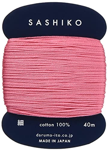 Yokota Daruma Sashiko Thread Single and Variegated Color (Japanese Apricot Rose Pink, Thin 40M Card)