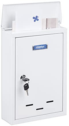 Relaxdays Briefkasten mit Namensschild, Metall, 2 Schlüssel, Postkasten, HxBxT: 35,5 x 24 x 9 cm