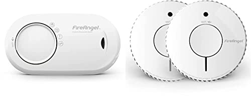 FireAngel FA3820 10 Year Sealed Battery Alarm Carbon Monoxide, Clear & FireAngel Optical Smoke Alarm with 10 Year Sealed For Life Battery, FA6620-R-T2 - Twin Pack , White