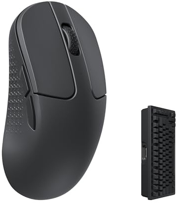 Keychron M3 Mini 4K Wireless Bluetooth 5.1/2.4 GHz/Ratón óptico con cable, ultraligero 55g programable PixArt 3395 Sensor con hasta 26.000 DPI/650 IPS para Windows Mac Linux - Negro
