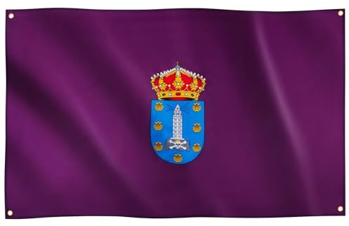 Runesol Bandera de A Coruña, 91x152cm, 3ft x 5ft, 4 Ojales, Ojal en Cada Esquina, Bandera Regional Española, La Coruña, Región de Galicia, Banderas Premium, Interior, Exterior, Colores Vivos