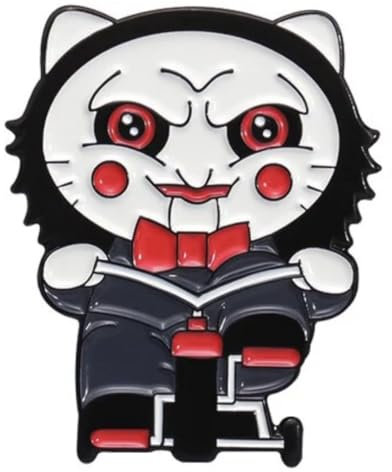 Saw Jigsaw Billy the Puppet Mask Tricycle Horror Movie Cat Kitten Kitty Cute Kawaii 1.2 Enamel Pin Badge, 3.05 cm, Enamel, enamel
