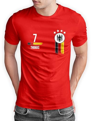 True Statements Deutschland T-Shirt „WM 2026“ Germany Trikot Fußball Shirt Herren Damen Unisex Weltmeisterschaft - personalisiert mit Zahl & Namen - Fanartikel Fan-Outfit - EU Größen S bis 5XL