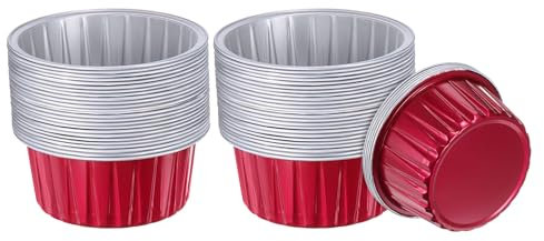 QUARKZMAN Bicchierini Cupcake Rossi, 100pz Pirottini Standard Cupcake Foglio Alluminio 5 Once, Pirottini Cupcake Usa e Getta per Dessert, Forniture Feste Compleanno, Decorazioni Matrimoni