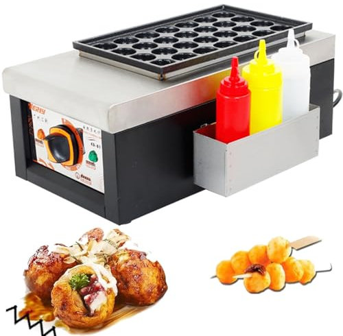 DPQYJPP Takoyaki Machine, Takoyaki Electric Cast Iron Pancake Ball Maker, Commercial Takoyaki Maker Octopus Ball Machine, for plus Octopus Balls, Donut Holes and Cake Pops,A