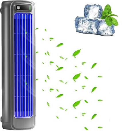 Sherum Rafraichisseur D'air, Mini Climatiseur Portable à 3 Vitesses, Rechargeable, Ventilateur De Refroidissement Silencieux pour Maison Chambre à Coucher Bureau (Gris-Modèle ordinaire)