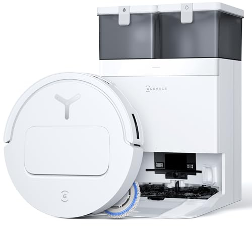ECOVACS Deebot T50 Omni Gen2 Robot Aspirador Fregasos, 15000 Pa, Cepillo Lateral Extensible y Fregasos, ZeroTangle 2.0, Lavado con Agua Caliente a 75 ℃, Ultrafino 81 mm, Blanco