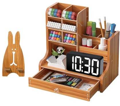 Catekro Schreibtisch Organizer mit Schublade, Stiftehalter Schreibtisch for Büroorganisation, Schreibtisch Organisation für Büro Zuhause Schule (Petit-Marron)