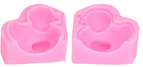 2pcs Silikonform，Rosa Ente DIY Schokoladengummiformen Heiße Kakaobombenform Tablett Backformen Backen für Kuchen Eiswürfel Gelatine Backen Süßigkeiten Pudding