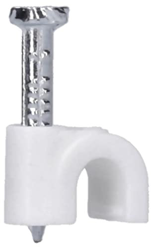 200 Stück Voxura Nagelschelle Kabelschelle Rundschelle 5 mm mit Nagel Ø 1,8x16 mm weiß