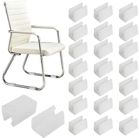 32 Pz Coprigambe Per Sedia In Silicone,Manicotto A Forma Di U Manicotto Per Tubo Mobili Protezioni Per Il Pavimento Morsetto Per Sedia Cantilever, Per Pavimenti Prevengono Graffi (8mmU type,White)