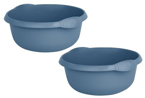 (Set of 2) 36cm Washing Up Bowl High Grade Plastic Large Round Sink Tidy Bowl Multipurpose Basin Mixing Washbowl Organizer Dish Caddy for Space Saving Home & Kitchen Camping (Navy)