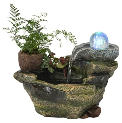 NZpost Fuente de Mesa Rocalla Simple y Moderna, Agua Corriente, Sala de Estar, Oficina Interior, hogar, decoración y Decoraciones de Escritorio (B)