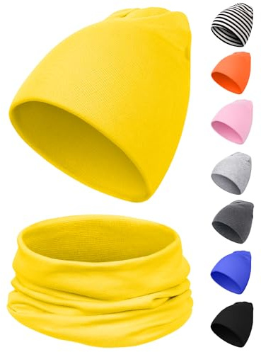 Kiiwah Set Sciarpa e Cappello Bambina, Morbido Berretto Bambina Invernale e Scaldacollo Caldo per Ragazzo Ragazza (Giallo)