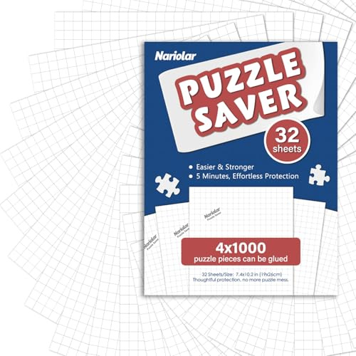 Nariolar Fogli di colla a puzzle, 32 fogli salva-puzzle, preserva 4 × 1000 pezzi, puzzle Saver per una facile conservazione in pochi minuti
