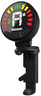 D'Addario Nexxus 360 Rechargeable Violin Tuner - Clip On Tuner for Violin - Auto Powers Off - Adjustable Full Color LED Screen