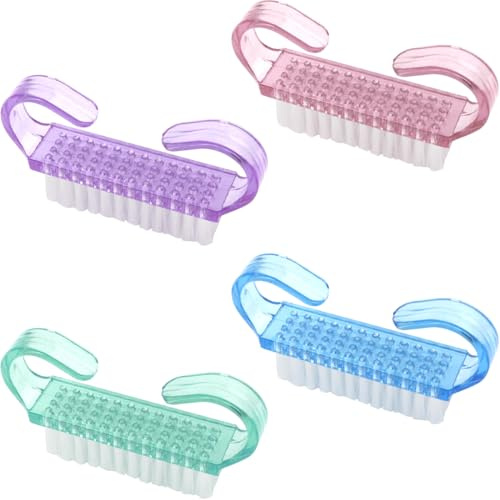 LICQIC Nail Brush, Nail Brush Cleaning Brush, Nail Brush with Handle is suitable for removing dirt from fingernails and toenails (4 Pcs, Pink+Blue+Green+Purple)