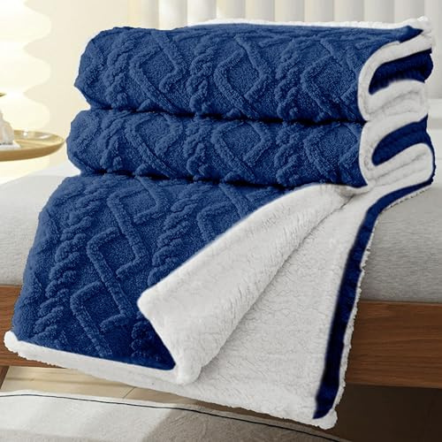 MANEMI Manta de Borrego Doble Cara Franela y Sherpa, 100% Poliéster, Suave y Caliente para Invierno, Cama, Sobrecama