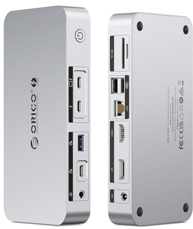 ORICO Thunderbolt 4 Dock, 12 in1 40Gbps Thunderbolt Docking Station Unterstützt Single 8K/Dual 4K, Daisy Chain, Avec 85W de Charge, 4xUSB, Ethernet, Kompatibel mit Mac mini M4/M4 Pro-TB4