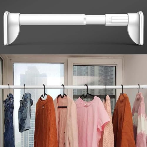 Verstellbarer Kleiderständer, ohne Bohren, für Badezimmer und Spind, Metall, Duschvorhangstange, platzsparender Kleiderhalter, vielseitige Schranklösung