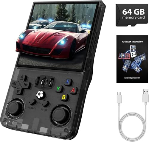 Console da Gioco Portatile Retro R36MAX, Console per Giochi Retro con Schermo IPS HD da 4,0 Pollici, Console Video con Batteria da 4000 mAh e Oltre 30 Emulatori Principali, Nero