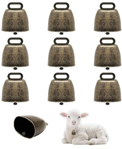 Gansdnek 10 Stück Kuhglocke Handwerk, Mini Ziegenglocke, Klein Vintage Eisenglocke, Bauernhof Tierglocke, Metall Haustier Glocken, Anti-Lost Bells Glocken für Rinder Kuh Pferd Schafe