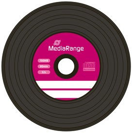 10 pieces Mediarange Vinyl Branded CD-R CD 52x 700MB 80 minutes in Sleeves, Diamond Black Surface, Retro look MR225