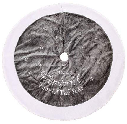 Tenrany Home Plüsch Weihnachtsbaum Rock, 90cm Groß Rot Grau Weihnachtsbaumrock Weihnachtsbaum Röcke Schürze Ornaments für Weihnachten Neues Jahr Dekoration(Grey, 36 inches)