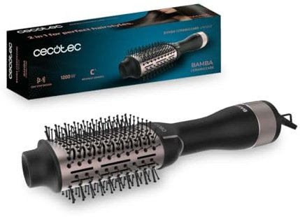Cecotec Spazzola Ad Aria Calda e Styler CeramicCare Unique a spazzola con volume unico 1200 W, 2 in 1, rivestimento in ceramica, 2 velocità e 3 temperature, funzione aria fredda