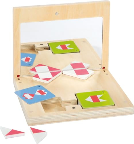 small Foot Symmetriespiel mit Spiegel „Educate“ aus Holz, Legespiel in Holzbox mit Magnetverschluss, ab 5 Jahren, 12463, Large, Weiß