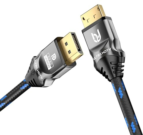 Ultra HDTV Neuestes DisplayPort 2.1 Kabel 0.75m - 8K@60Hz, 4K@60/120/144Hz, 5K@60Hz, 2K@165/240Hz - Kompatibel mit FreeSync und G-Sync - Ideal für Gaming-Monitore und PCs - DP zu DP