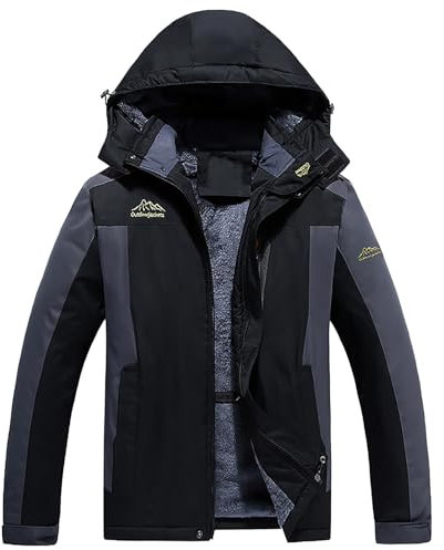 Kswlwccpp Skijacke Herren, Warm Winddicht Große Größen Gefüttert Outdoor Jacken Snowboardjacke Wasserdicht 4Xl Atmungsaktiv Lang Wanderjacke Winterjacke Winter Schwarz Skijacke Wanderjacke