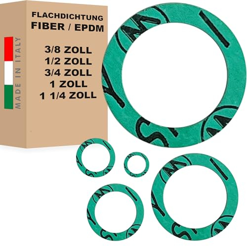 Flachdichtung 2 mm für 3/8 1/2 3/4 1 1 1/4 Fiberdichtung/EPDM Gummi Dichtung O-Ring Sanitär Solar Hauswasserwerk (3/4 - Fiber-Dichtung - 10 Stück)