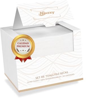 NOAXY® Toallas Desechables Faciales Biodegradables para Piel Sensible Caja 50 unidades Tamaño XL Grande | Toallitas Faciales Desechables Secas Anti-Acné (Paquete 50 Unidades)