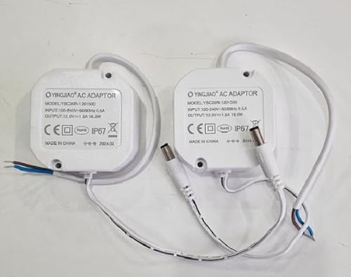 enterelettronics Kit 2 Alimentatore 12V Stabilizzato (1.5A) Caricatore Universale 18W IP67 per Telecamere Videosorveglianza Stagno con Cavi Alimentazione - (bianco e/o nero secondo disponibilità)