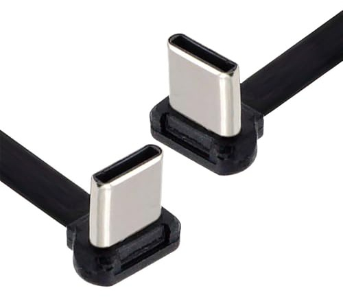 NFHK USB-C Typ C auf USB-C Ultra Slim Flat Power USB2.0 Datenkabel abgewinkelter Stecker 65W Schnellladung für Laptop Tablet Telefon