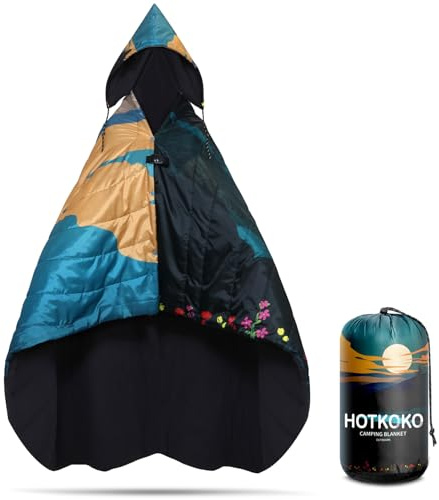 hotkoko Waterproof Stadium Blanket, Fleece Camping Blanket Wearable Soft Warm Camp Blanket for Outdoor Camping, Picnic, Stadium, Sports, Beach, Car