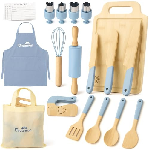 29 PCS Toddler Knife Set for Real Cooking, Wooden Montessori Kitchen Toys | Kids Cooking Sets Real, Kitchen Toys for Real Cooking with Cutting Board, Kids Safe Knives, Toddlers Cooking & Baking Set