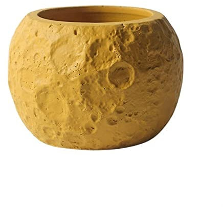 KOHUS Pots de Fleurs en Céramique Pot de Plante Vert Lune de Couleur personnalisé Pot de Plante Rond créatif en Ciment Pot de Plante Durable Pots de Fleurs(Yellow)